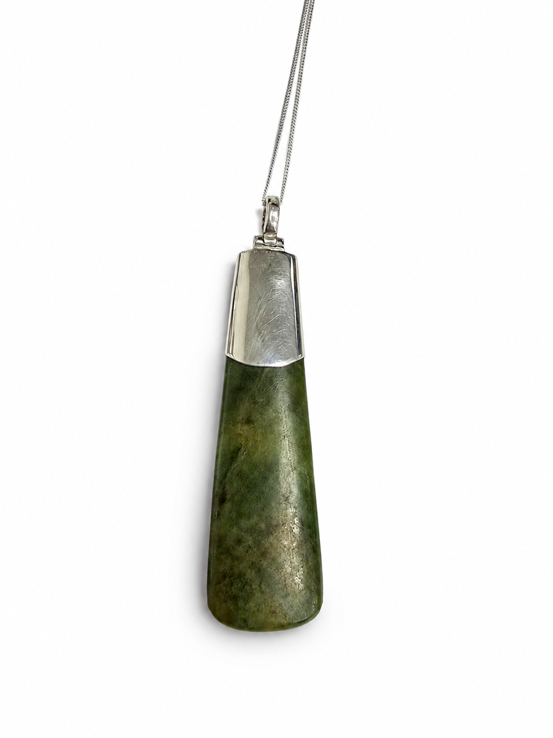 New Zealand Greenstone Toki Set with Stg Silver SJ118