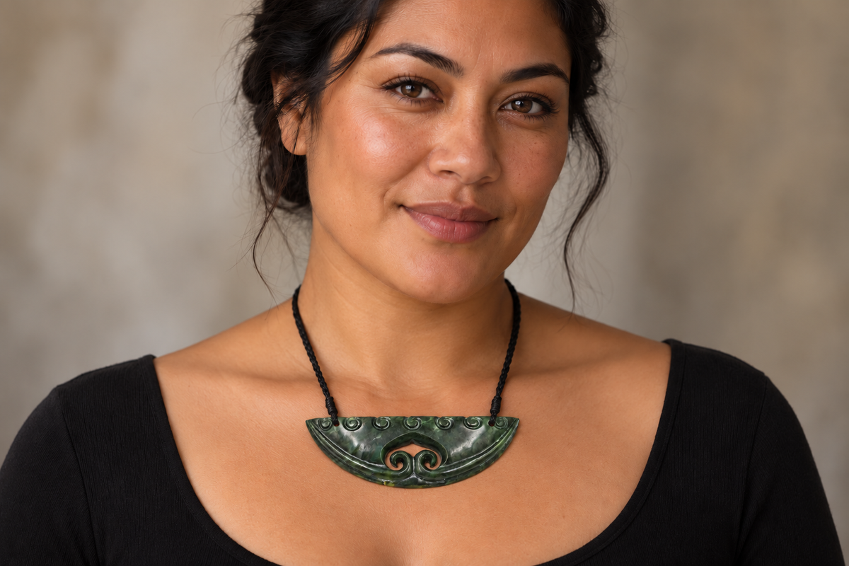 New Zealand Greenstone Breastplate with Koru - JP213