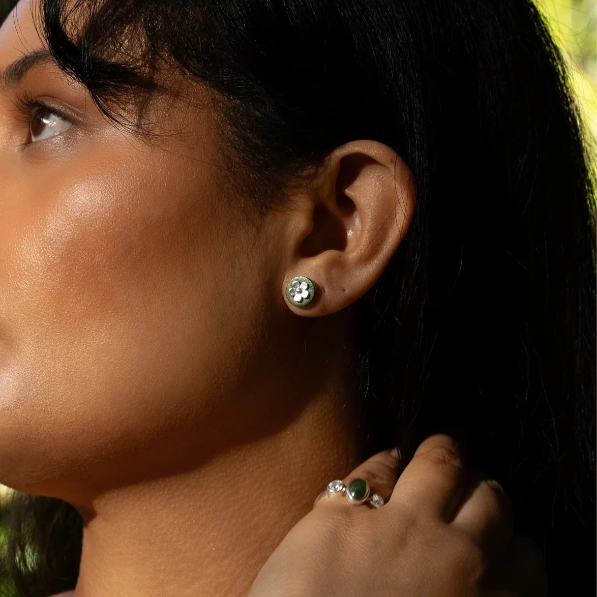 Stg Silver Set Pounamu Manuka Earrings