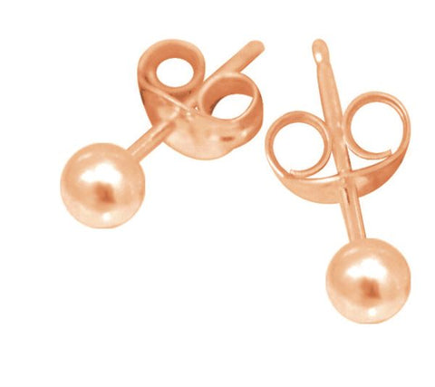 9ct Rose Gold 5mm Ball stud Earrings with 9ct Rose Gold scrolls