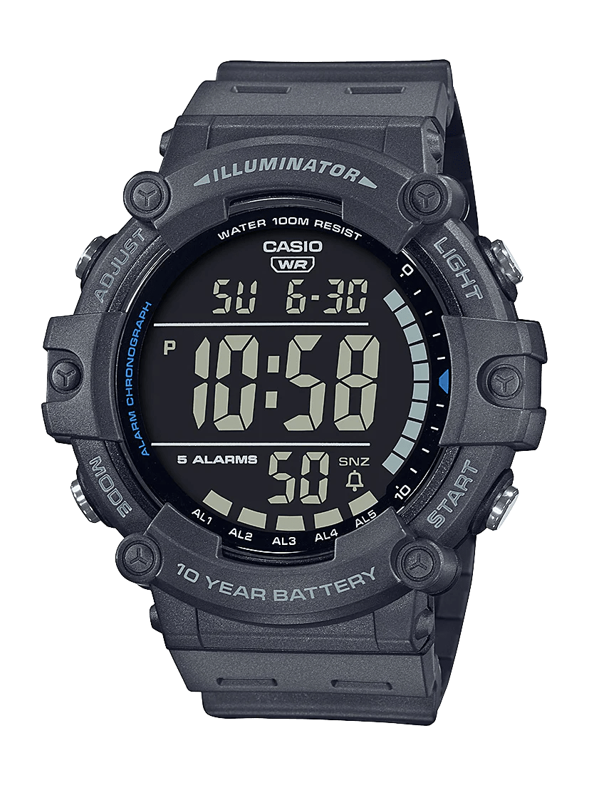 Casio Mens 50 WR LCD/Grey Case Watch - AE1500WH-8B
