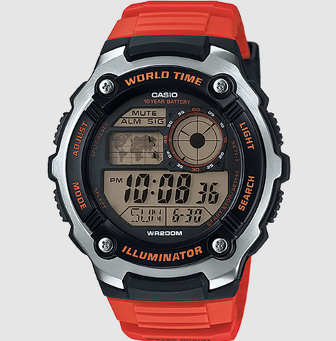 Casio Mens Digital Orange Band Watch - AE2100W-4AV