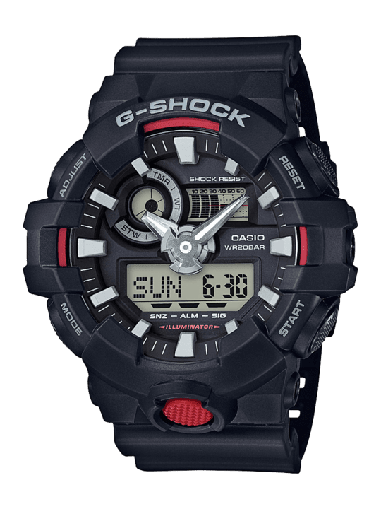 G Shock Black/Red Analog-Digit Watch - GA-700-1A