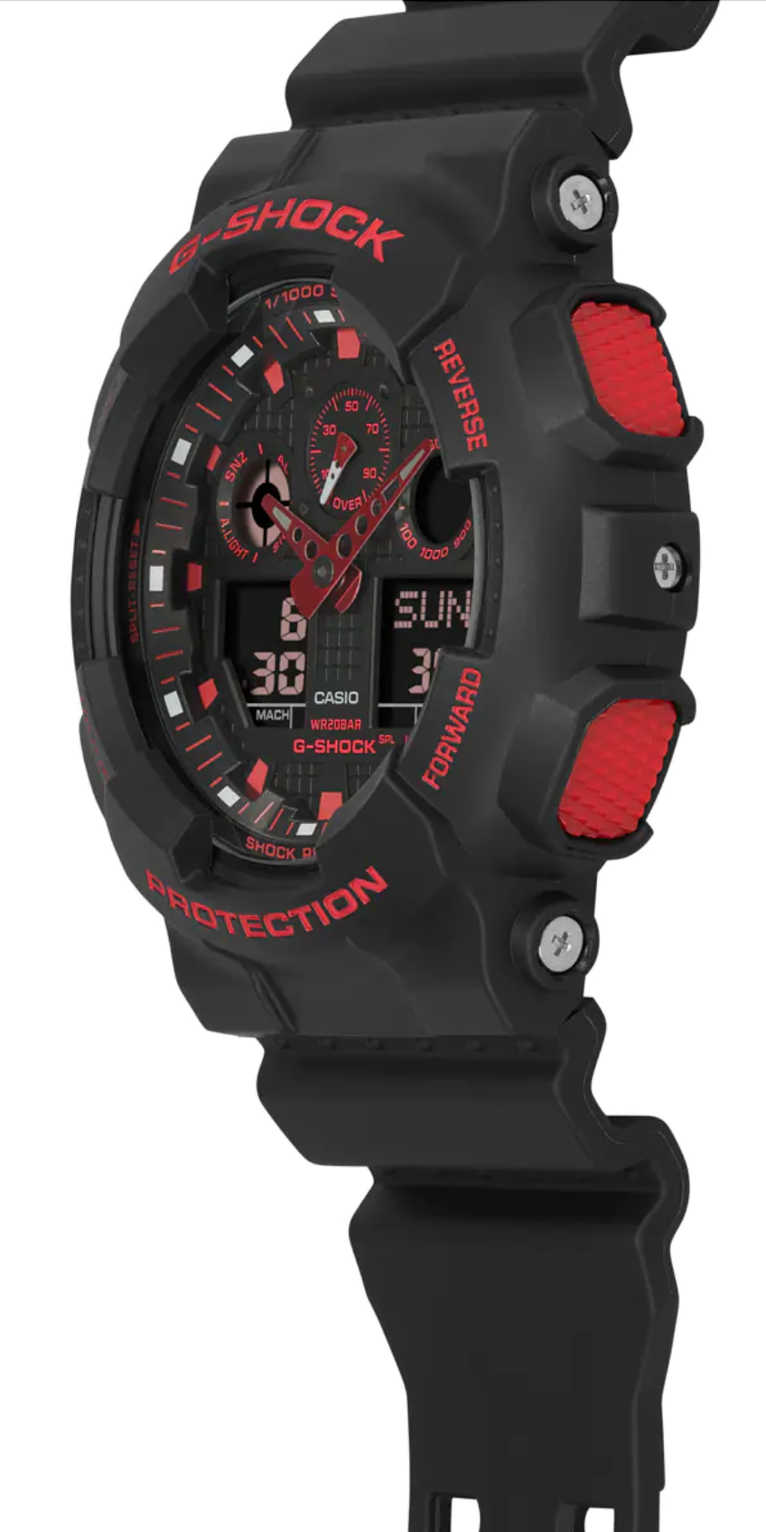 G Shock Black/Ignite Red Ana Digi Watch  GA-100BNR-1A