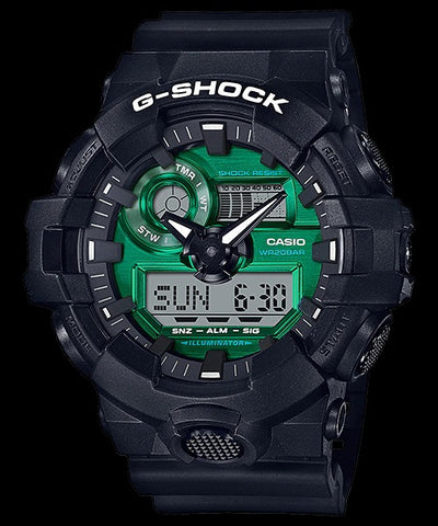 G Shock Black/DarkGreen Analog-Digit Watch - GA-700MG-1A