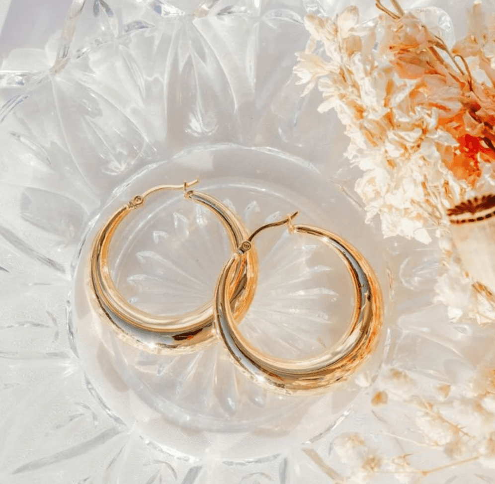 FV Yellow Gold Hollow Hoops Earrrings 40 mm - HOPLHY-E40