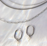 FV Fresh Water Pearl On Silver Hoop Earrings - HOPSP-EOB