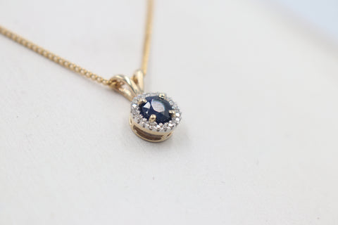 10ct Gold Sapphire & Diamond set  Pendent