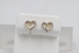 10K Gold Heart Diamond Earrings 0.12ct