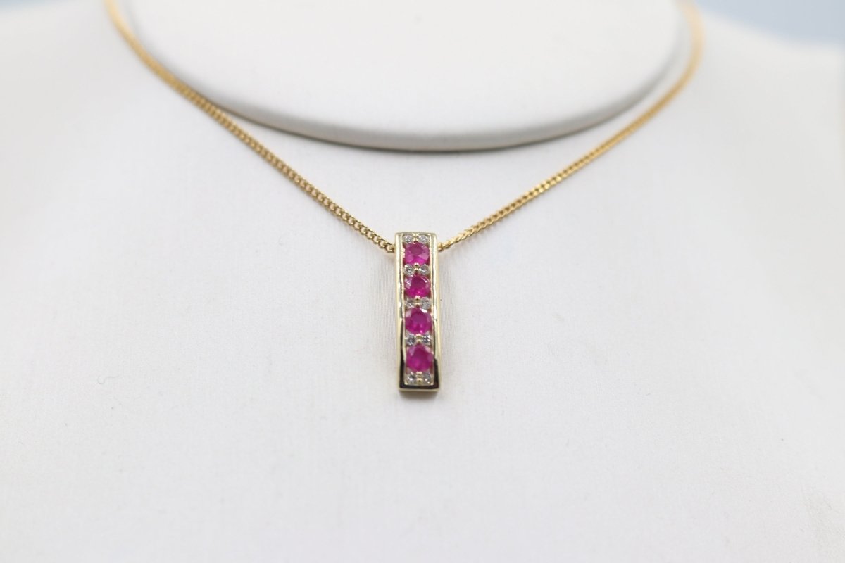 9ct Gold Ruby and Diamond Pendent