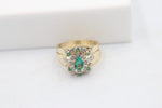 9ct Gold Trio Set with Syn Emerald and CZ