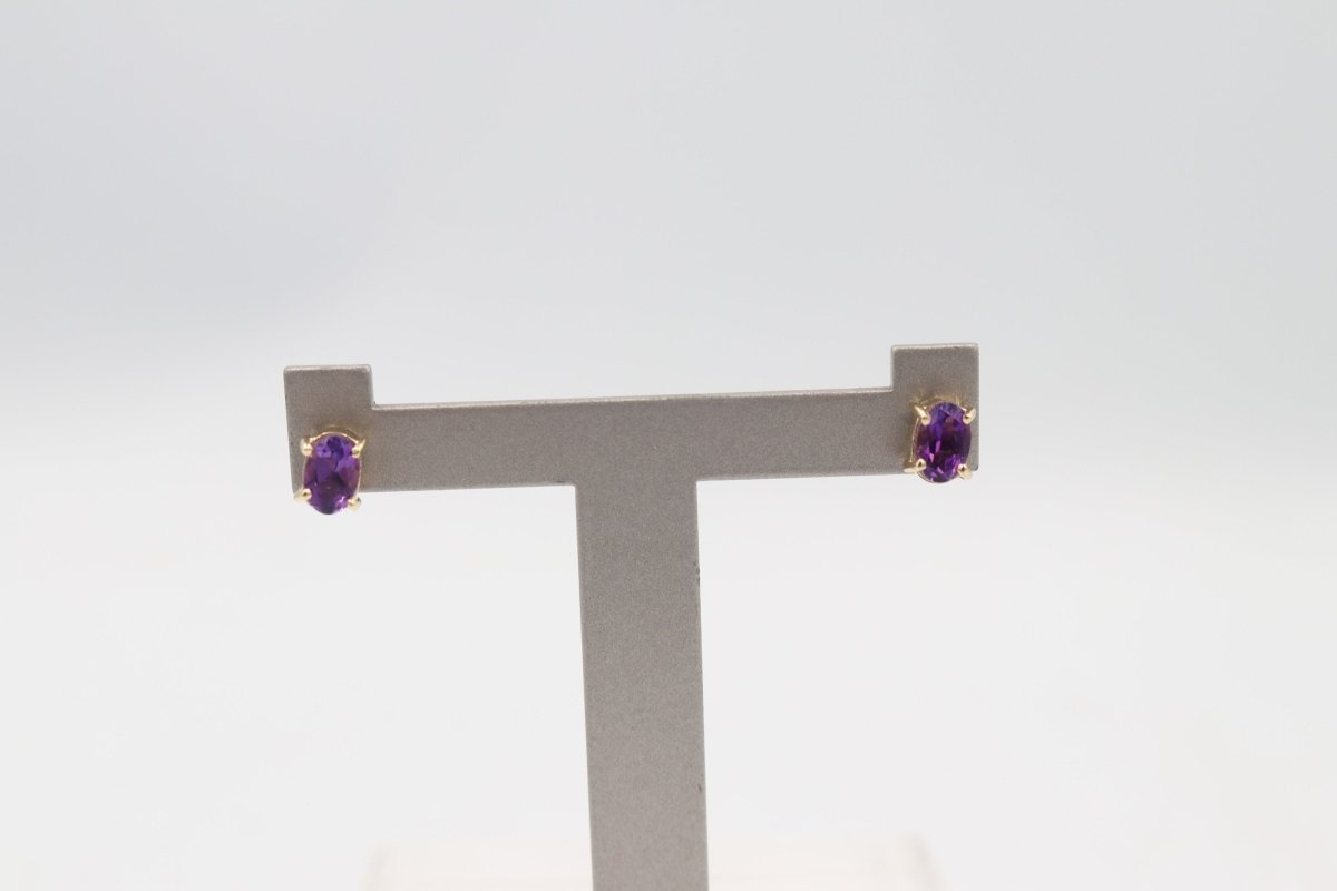 9ct Gold Genuine Amethyst Stud Earrings