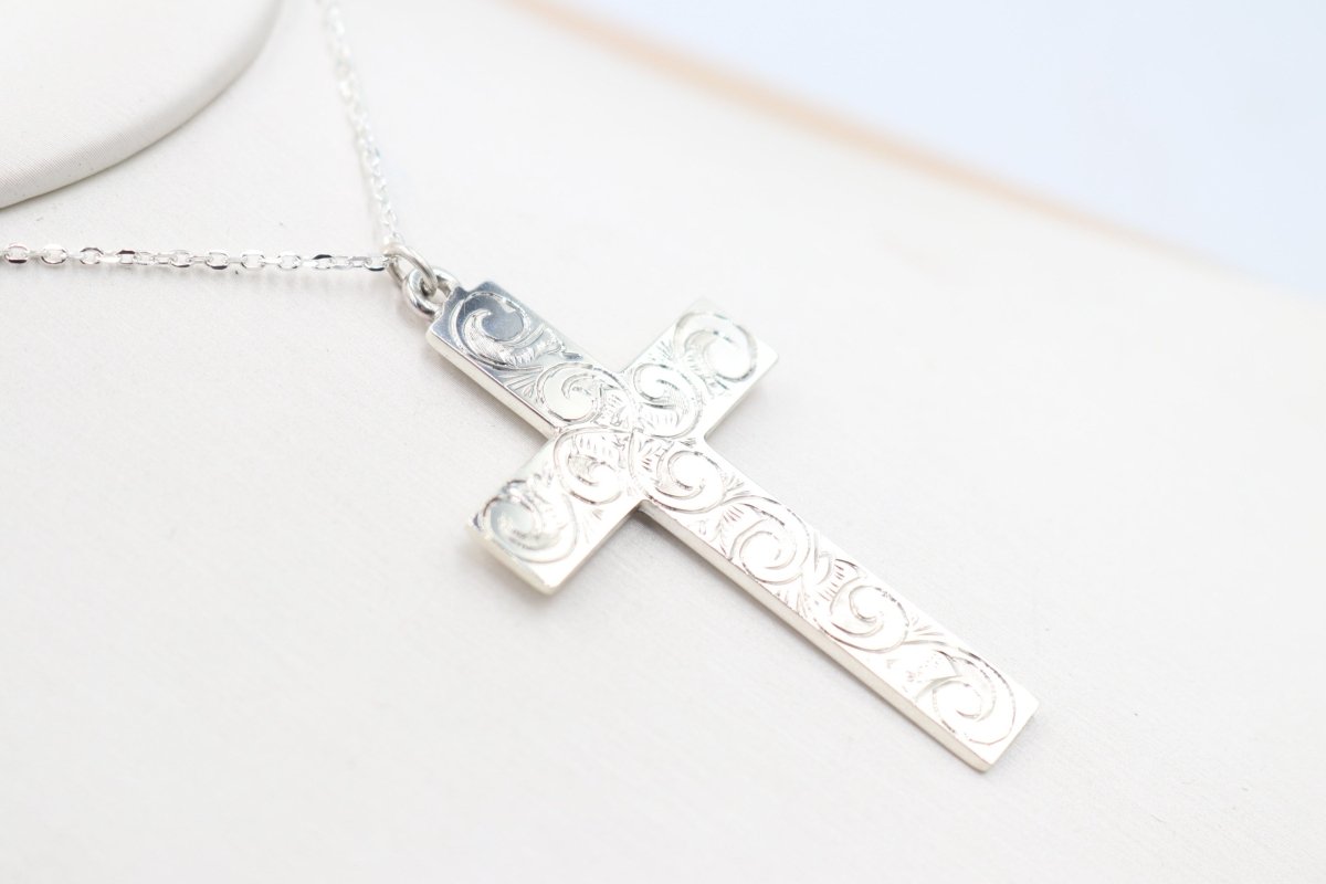 Stg Silver Engraved Cross SC16EN
