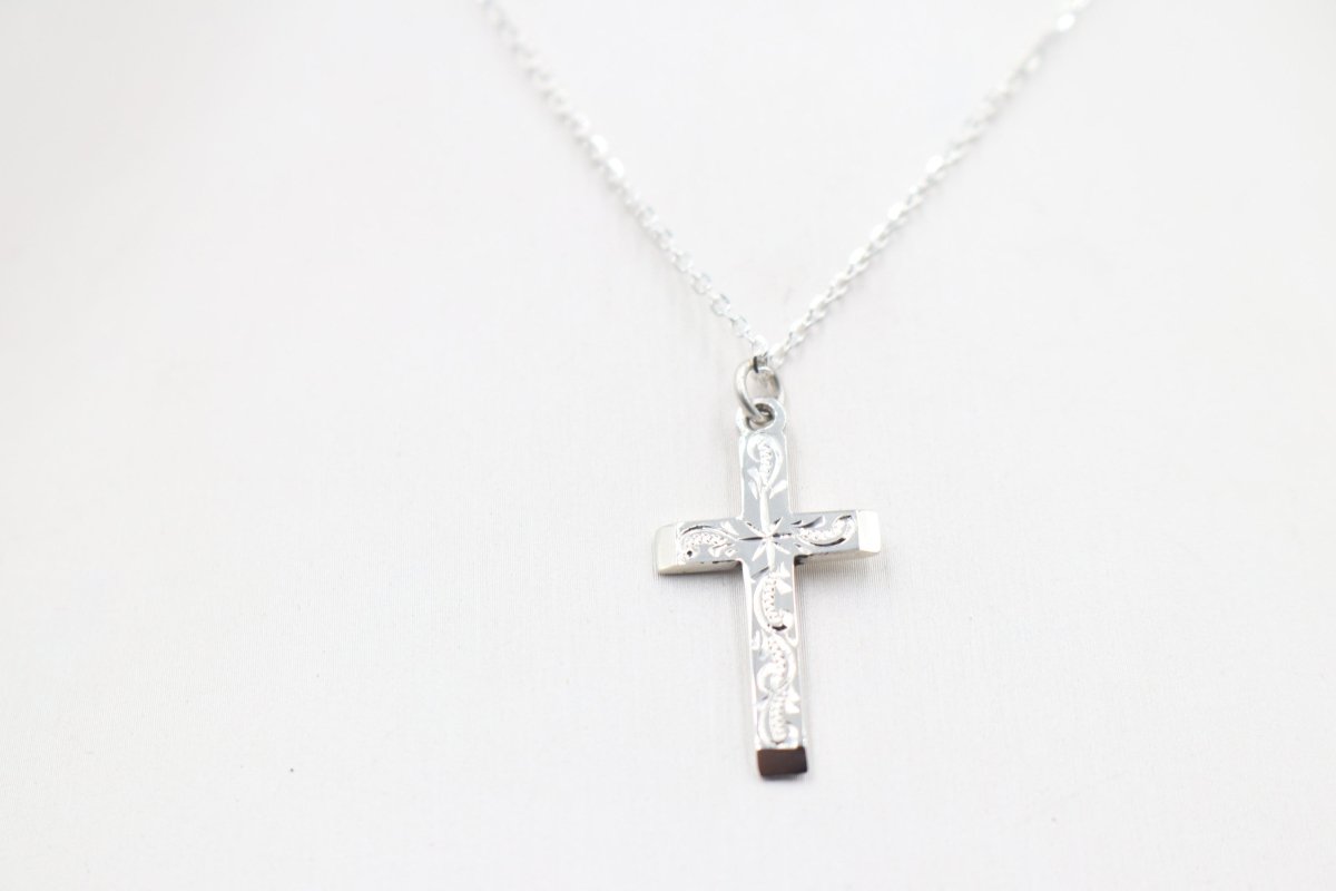 Stg Silver Engraved Cross