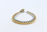 Gold Plated & Stainelss Steel Heavy Curb link Bracelet 23cm GP08