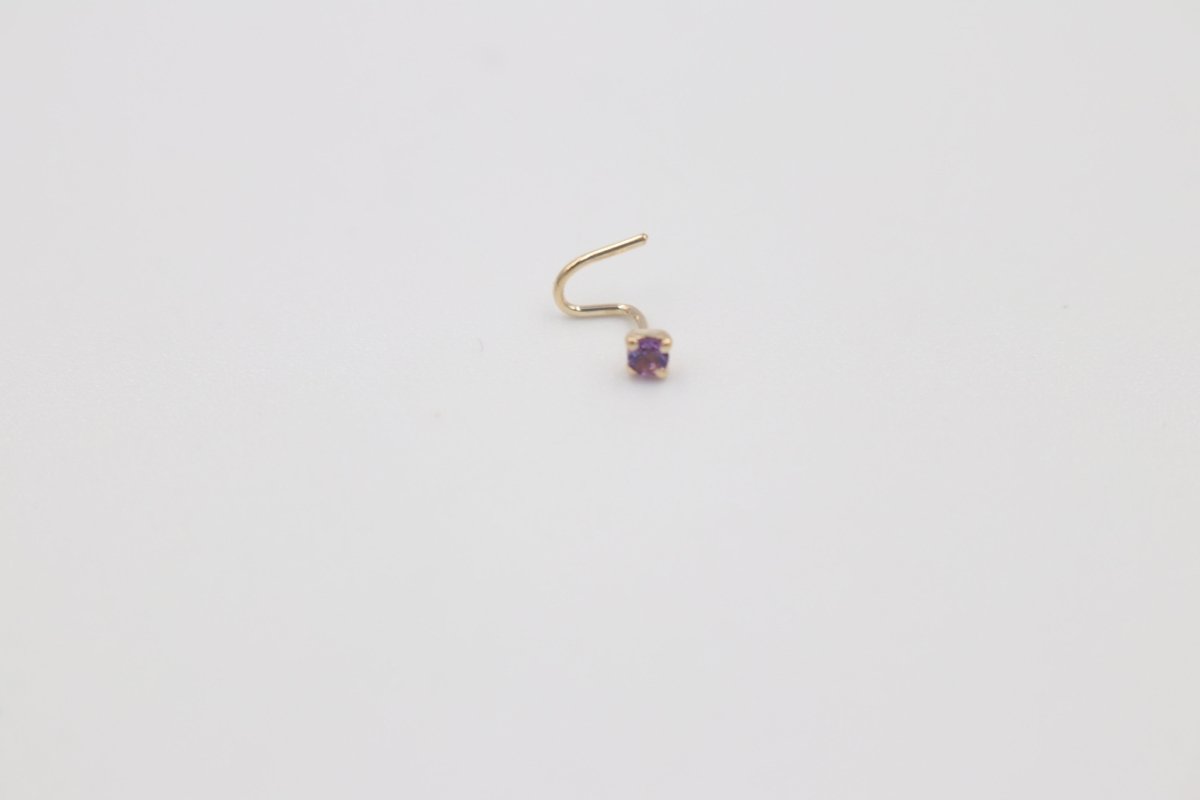 9ct Gold Genuine Amythyst Nose Stud