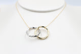 9ct Gold Two tone Double ring Pendent with 9ct Gold Chain