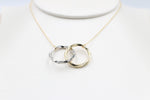9ct Gold Two tone Double ring Pendent with 9ct Gold Chain