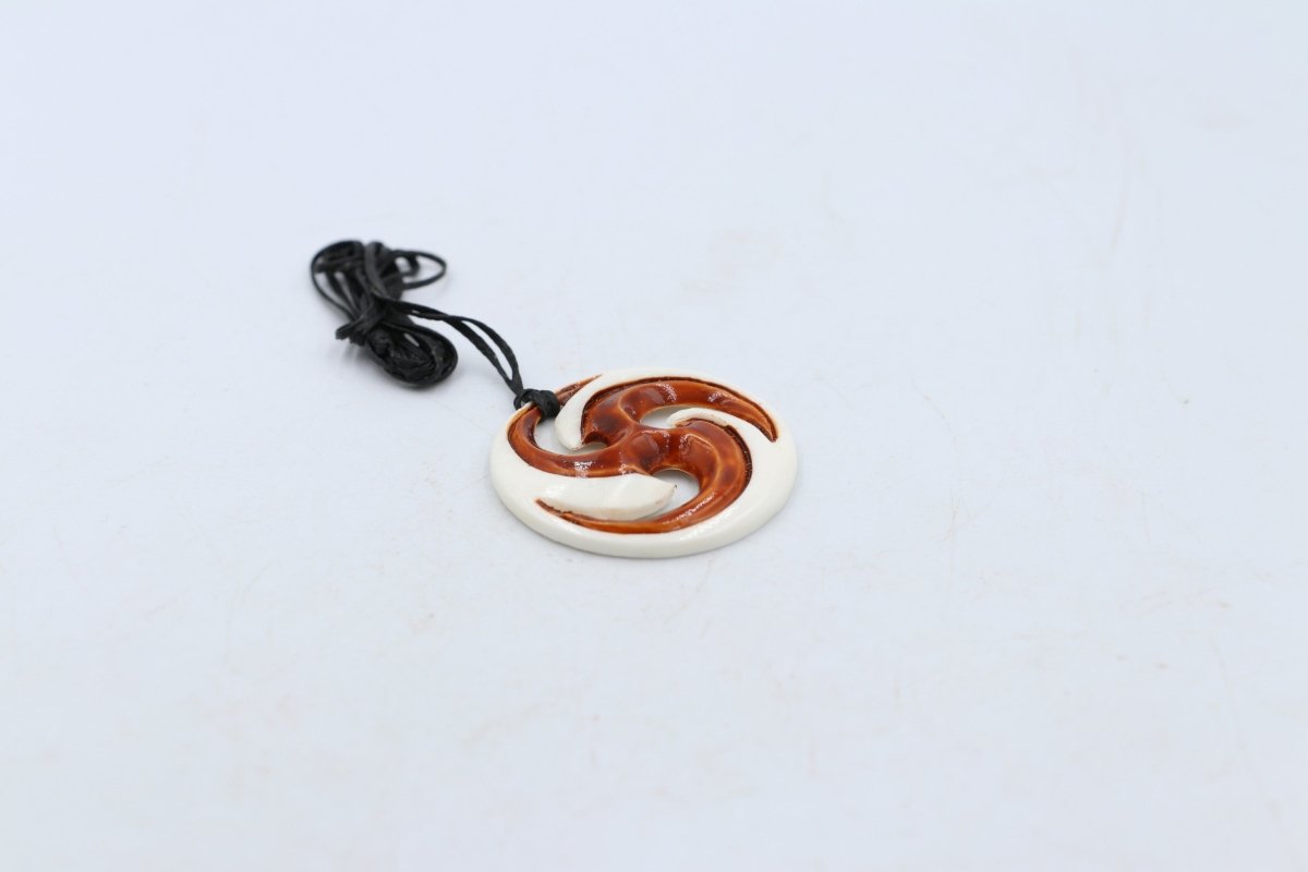Bone Triple Koru Stained Pendant - FBC080