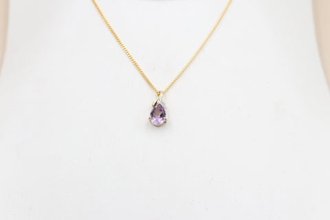 9ct Gold Genuine Amethyst Pendent D8736