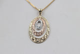 9ct Gold Tricolor Fancy Oval Drop Pendent