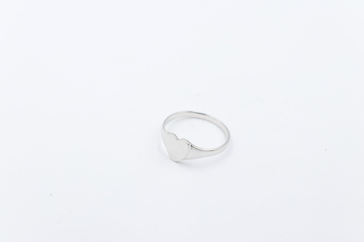 9ct White Gold Girls Signet Ring Plain