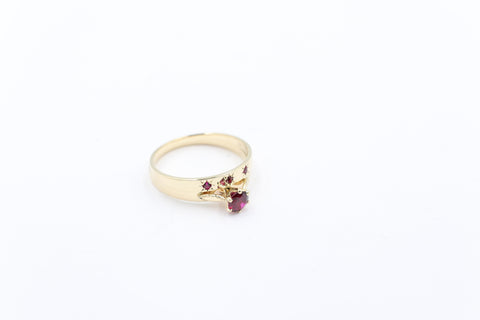9ct Solid Gold Red CZ Dress ring Set