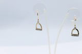 9ct Gold Stirrup Iron Drop Diamond set Earrings