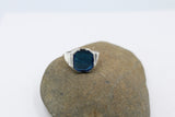 Stg Silver Ring with Syn Blue Stone 208ALXBS