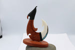 Wooden and Bone Ornament Koru Hook with Paua  100mm VT11