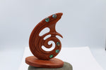 Wooden Ornament Koru Hook with Paua  100mm VT10