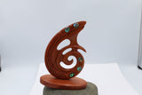 Wooden Ornament Koru Hook with Paua  100mm VT10
