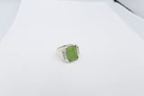 Stg Silver Ring with Greenstone with CZs 202ALX