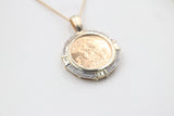 22ct Gold Full Sovereign Set in Solid 9ct Gold and Diamonds 1900