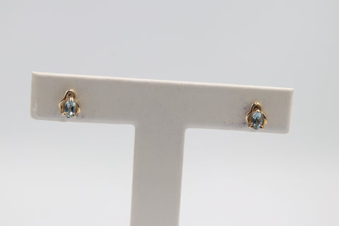 9ct Gold set Genuine Aquamarine Earrings