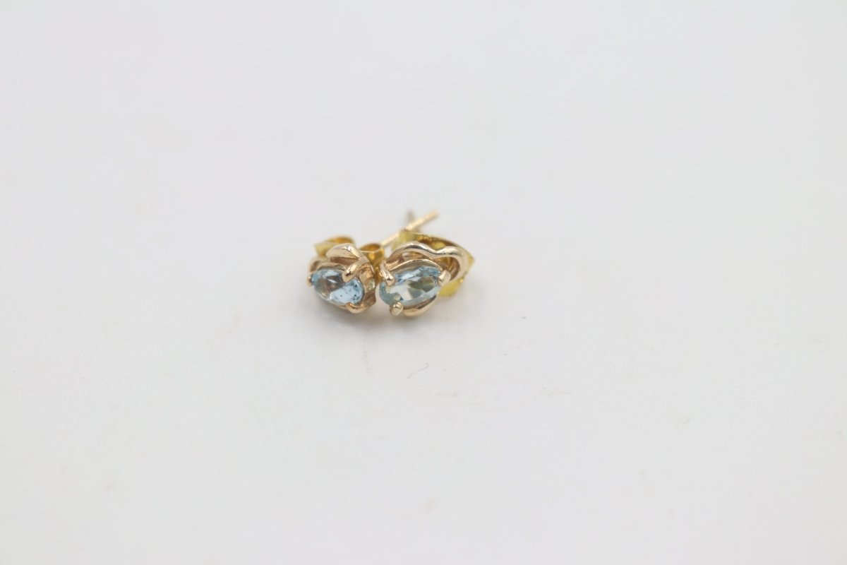 9ct Gold set Genuine Aquamarine Earrings