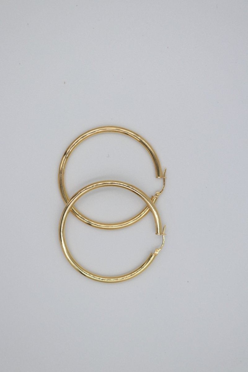 9ct Gold Plain Round 40mm Hoops 3mm tubes