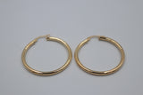 9ct Gold Plain Round 30mm Hoops 2.5mm tubes