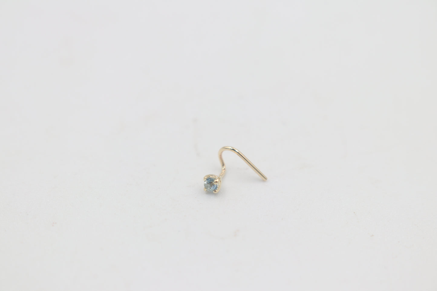 9ct Gold Genuine Aquamarine Nose Stud 2mm