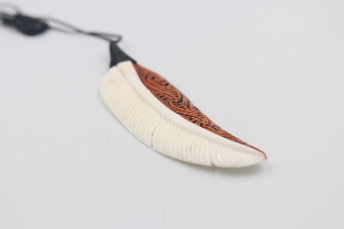 Bone Feather Pendant with Staining