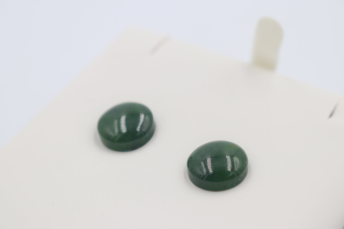 New Zealand Greenstone Stud Earrings with Stg silver setting