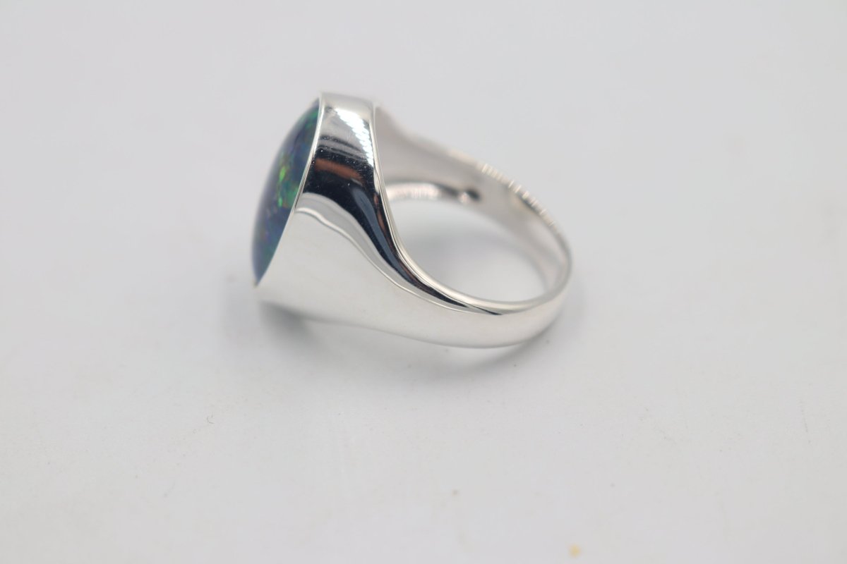 Stg SIlver Mens Opal Ring