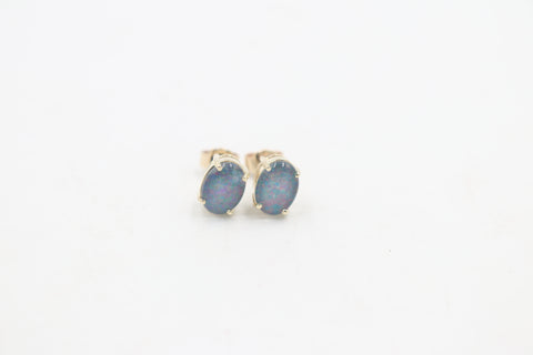 9ct Gold Setting with Australian triplet Opal Earrings