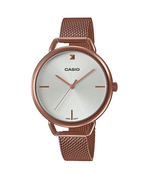 Casio Ladies Rose Tint Steel mesh Strap Watch LTPE415MR-7C