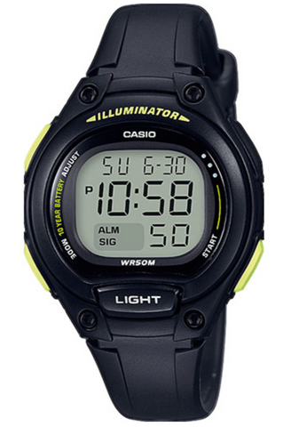 Casio Ladies Digital Illuminator Black/Green Watch - LW-203-1BVDF