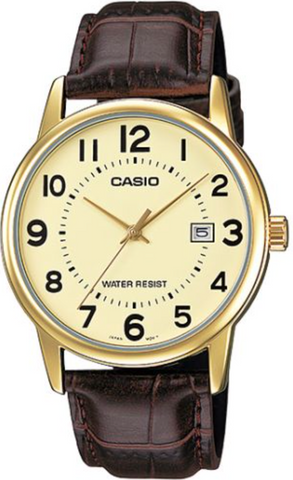 Casio Analog Brown Leather Watch - MTP-V002GL-9B