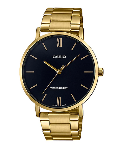Casio Black/Gold Analog Watch - MTP-VT01G-1B