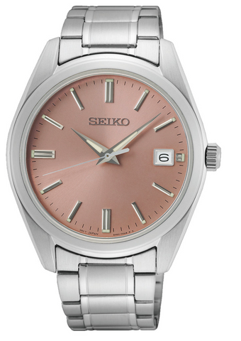 Seiko Mens Metal/Salmon Dial Daywear Watch - SUR523P