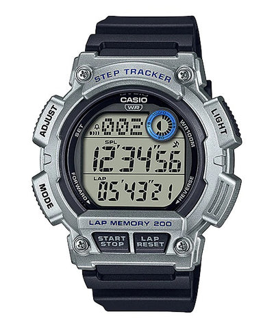 Casio Silver-Blue/Black Step tracker Digital Watch - WS-2100H-1A2V
