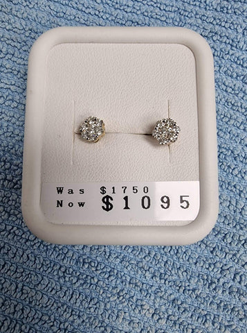 10ct Gold Diamond Cluster Earrings